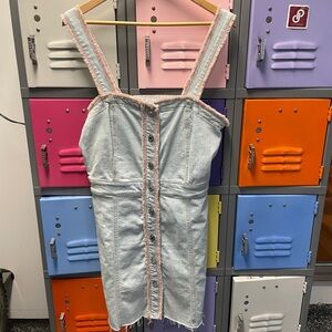 7 For All Mankind Denim Jumper with Pink Fringe, XL